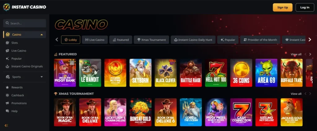 Section des machines à sous sur Instant Casino